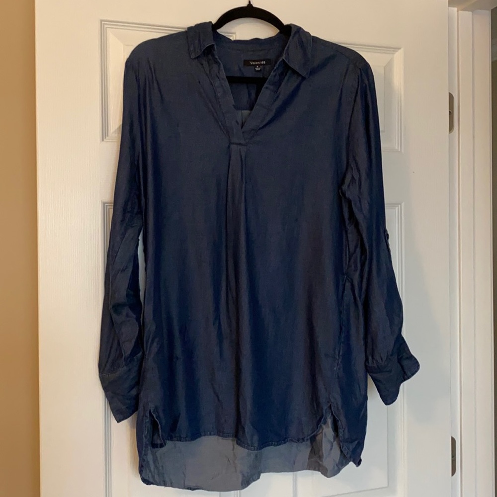 Popover chambray denim shirt